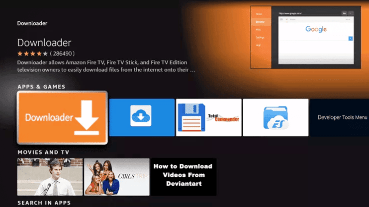 firestick Choose the Downloader App