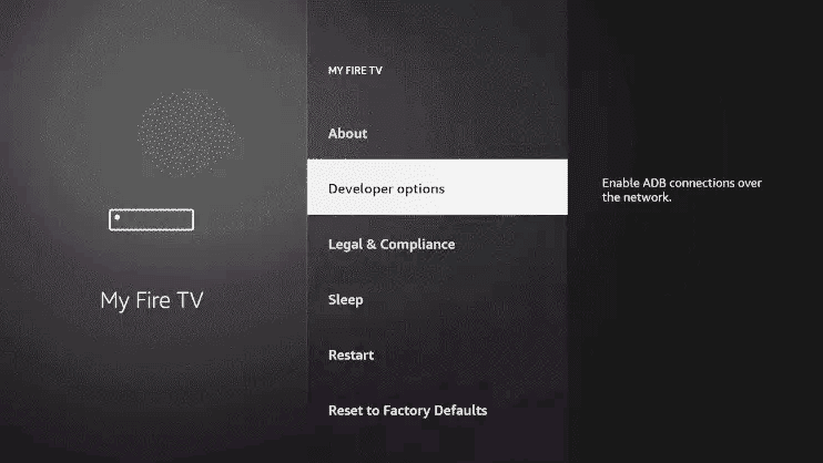 firestick Choose Developer options
